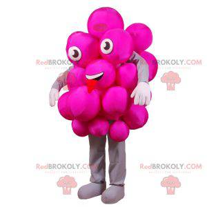 Mascot tros roze druiven. Feestelijke roze mascotte -